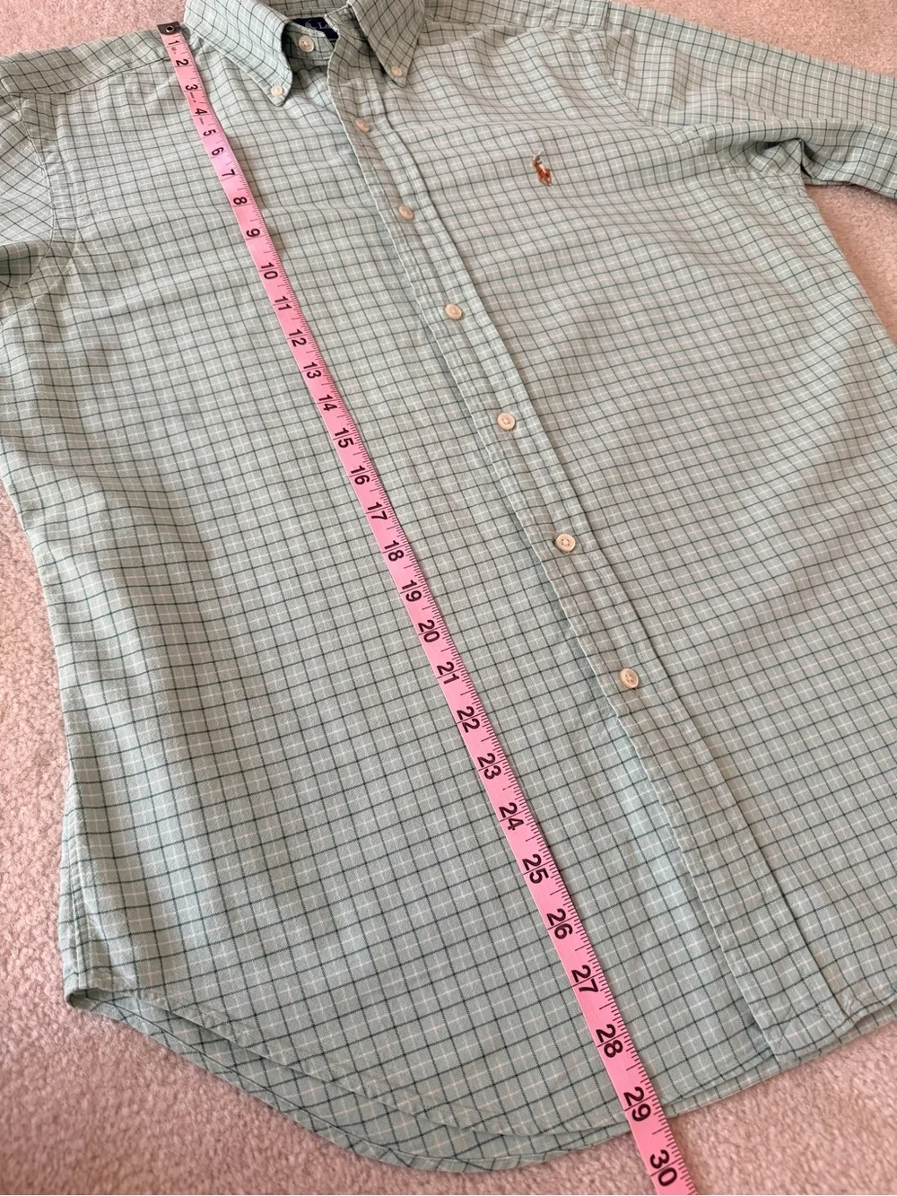 Polo Ralph Lauren Classic Fit Green Windowpane Check Button Down Shirt M Cotton